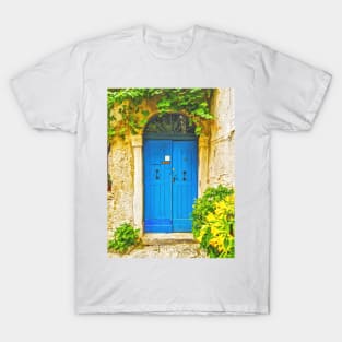 Old Blue Wooden Door Texture T-Shirt